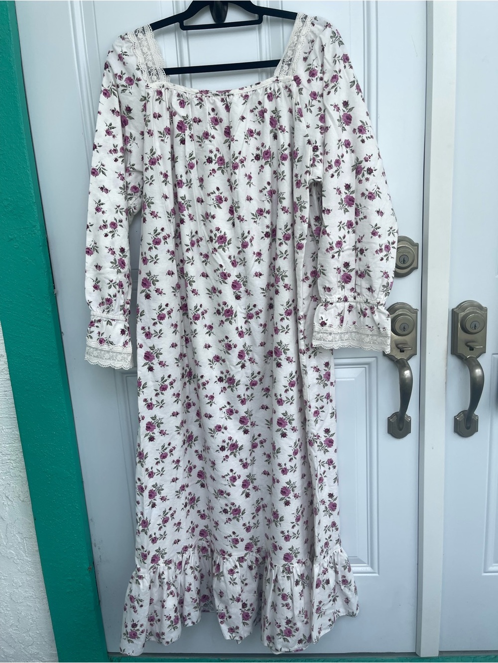 Victoria's Secret Floral Nightgown Lace Trim Cottagecore Maxi Larg - Picture 2 of 6